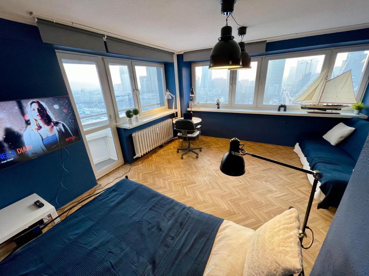 Super Apartament Blue Scisle Centrum Dwie Linie Metra Netflix Wifi 300 Mbs Panorama Miasta Warszawa Eksteriør billede